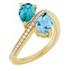 14K Yellow Aquamarine, London Blue Topaz and .125 CTW Diamond Ring Ref 11831651
